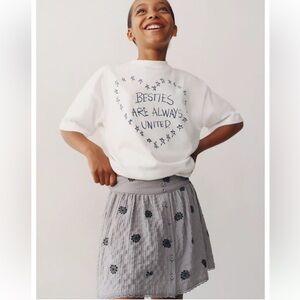 NWT Zara Blue- Gray FlowerTextured  skirt